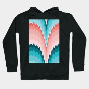 Bargello flame stitch scallops coral and teal Hoodie